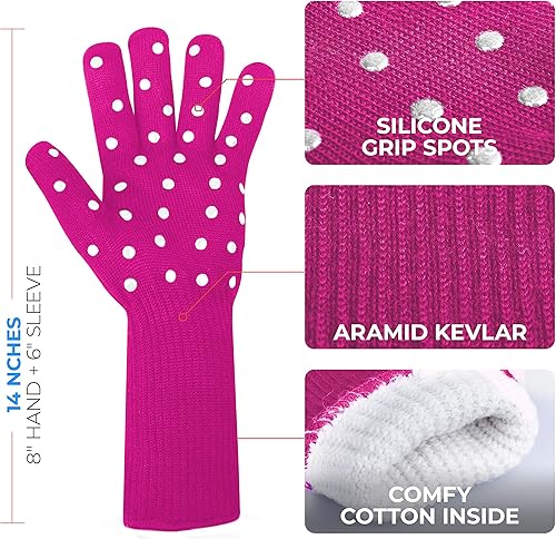 Miniatura 2 de Beets & Berry, guantes de cocina resistentes al calor hasta 650 F, para manos pequeñas, guantes de hornear extralargos, guantes de barbacoa, guantes