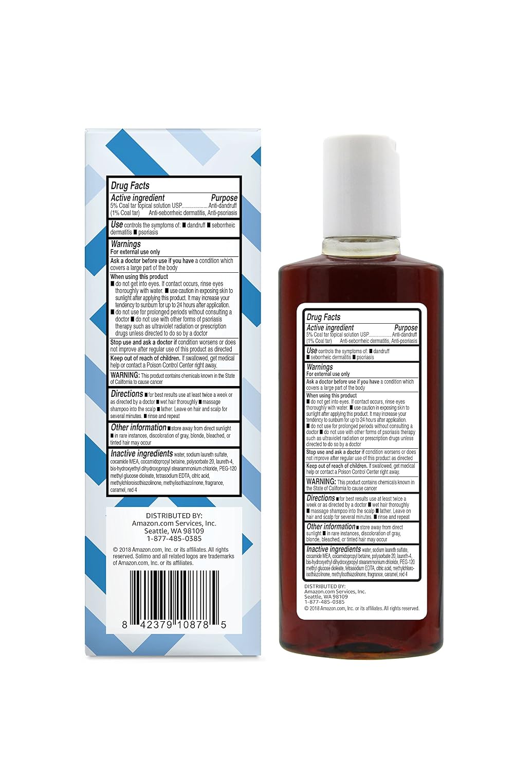 Amazon Brand - Solimo Therapeutic Dandruff Shampoo, Extra Strength, 6 Fluid Ounce (Pack of 6)
