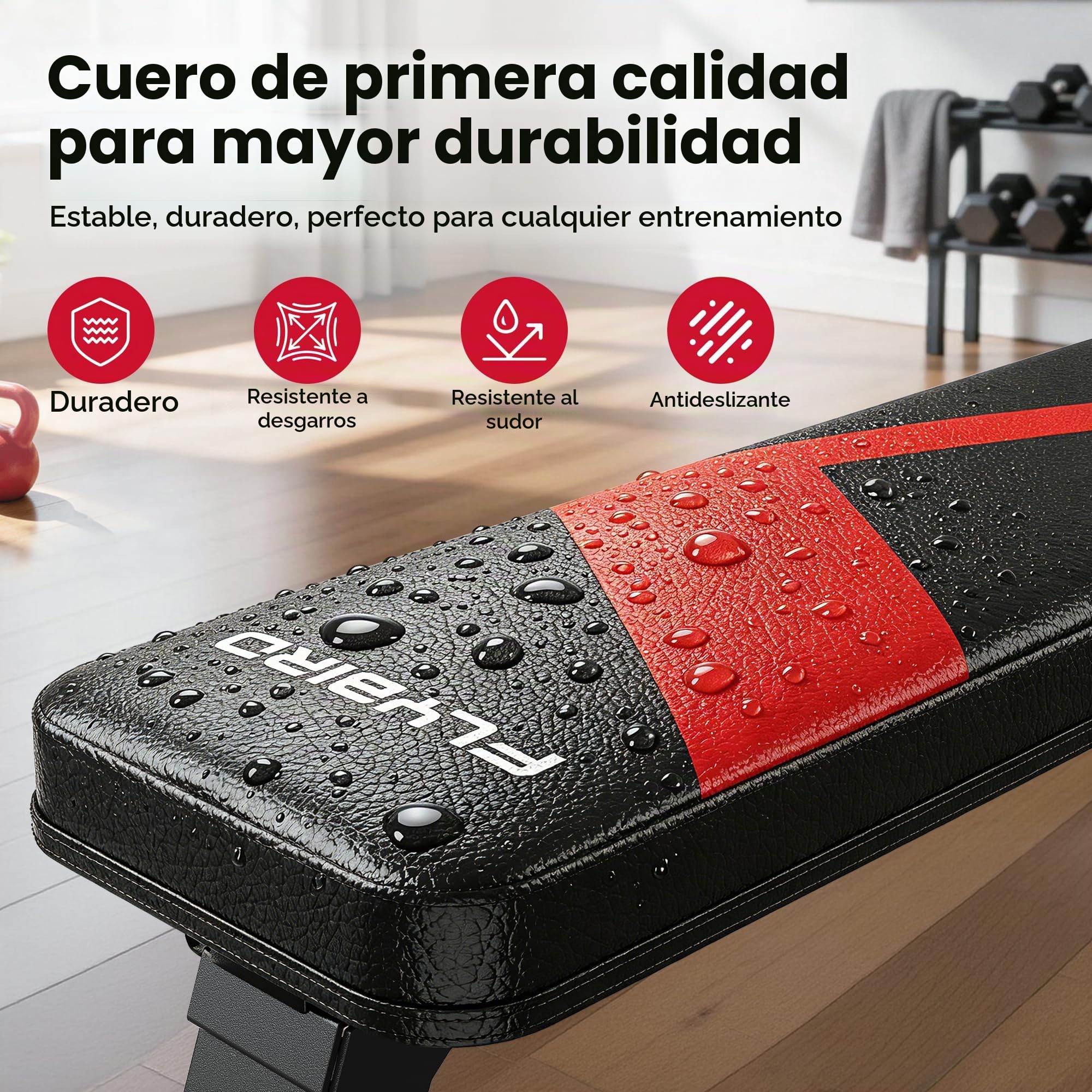 Banca Plana FLYBIRD, Banca Plana Plegable para Pesas, Estable para Todo Tipo de Entrenamiento de Fuerza y Press de Banca, Fácil de Montar para Ejercicios en Casa, Capacidad Máxima de Carga 300 kg
