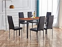 Vista 2 de IANIYA Silla de comedor para comedor, cocina, sillas de metal, sillas de comedor de cuero modernas, juego de 6 (negro)