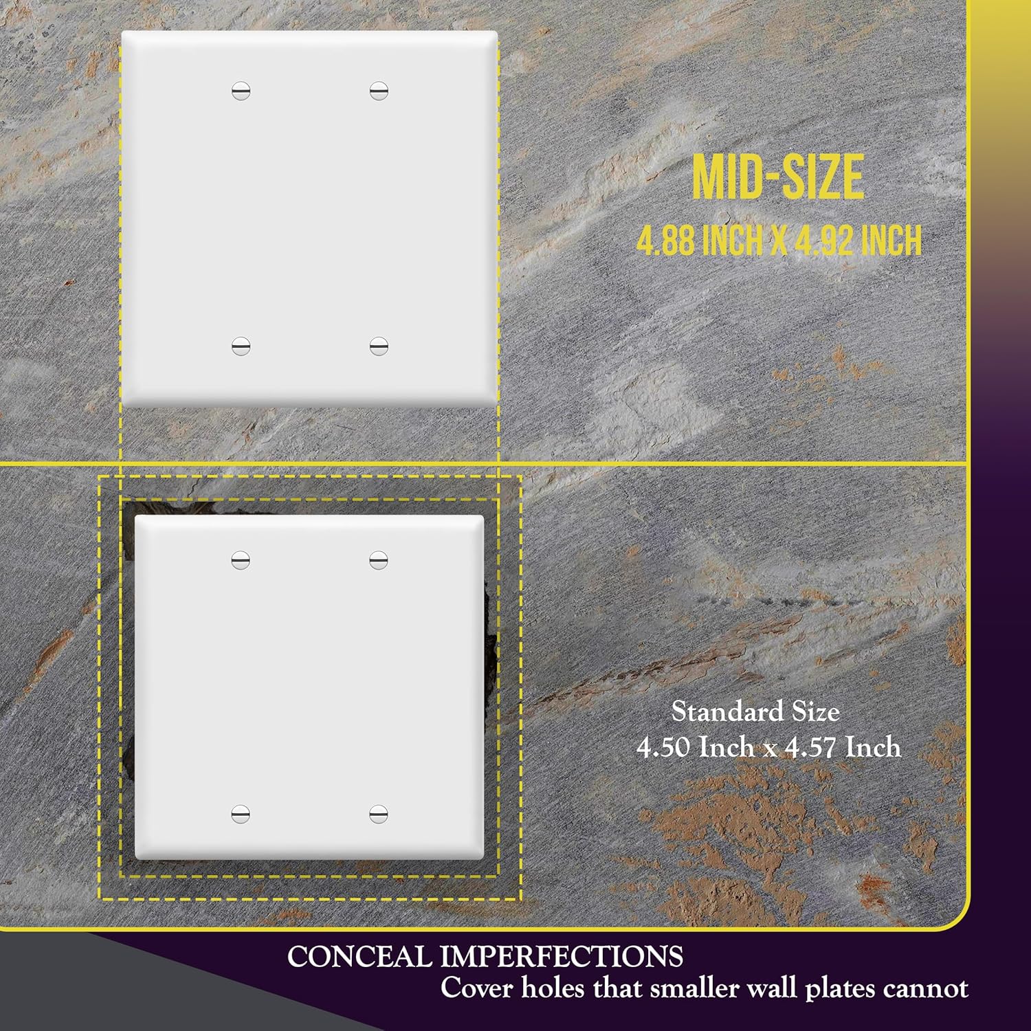 ENERLITES Blank Device Wall Plate, Midway Size 2-Gang, Unbreakable Polycarbonate Thermoplastic, Glossy Finish, UL Listed, 8802M-W-20PCS, White (20 Pack)