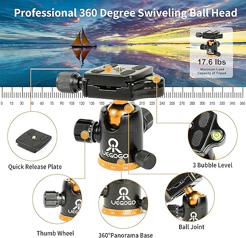 Miniatura 3 de Trípode para cámara, soporte de trípode para cámara de 77 pulgadas, cabezal de bola de 360, trípode DSLR de aluminio profesional y monopié, trípode