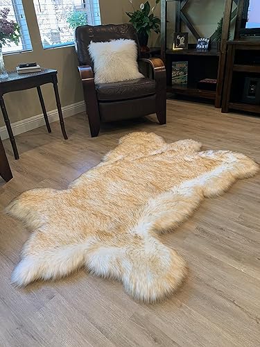 Miniatura 2 de LAMBZY Alfombra de piel de oveja sintética super suave hipoalergénica tipo shag para sala de estar, habitación infantil, sofá (2'x3', puntas