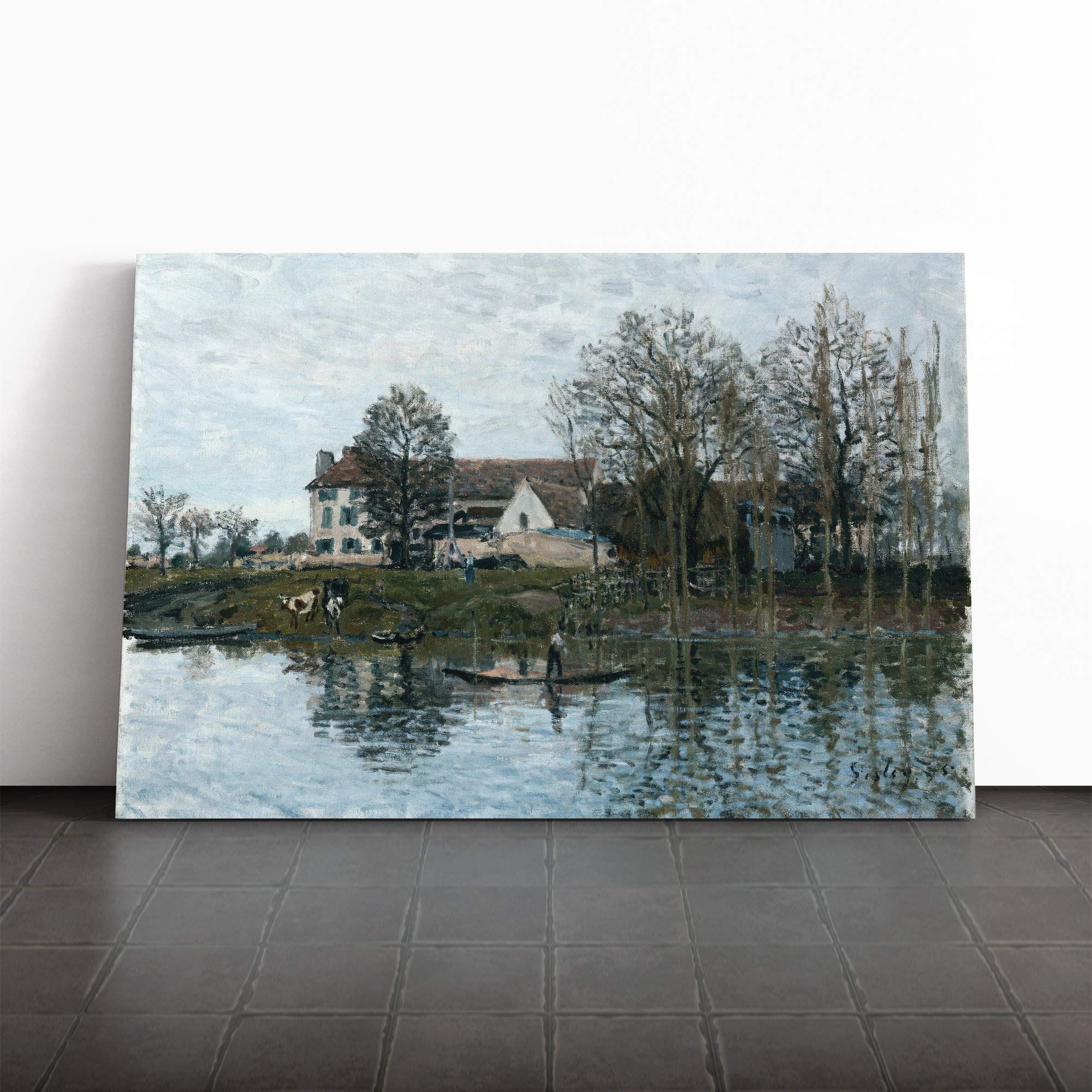 Alfred Sisley Landscape (3) Canvas Print | Gallery Wrapped 30mm Frame Wall Art | 30x20 inches | Ready to Hang | Modern Landscape Picture | Living Room Bedroom Lounge Office