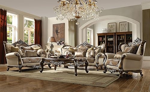 Miniatura 2 de Acme Furniture Sofá, bronceado, tela de patrón y roble antiguo