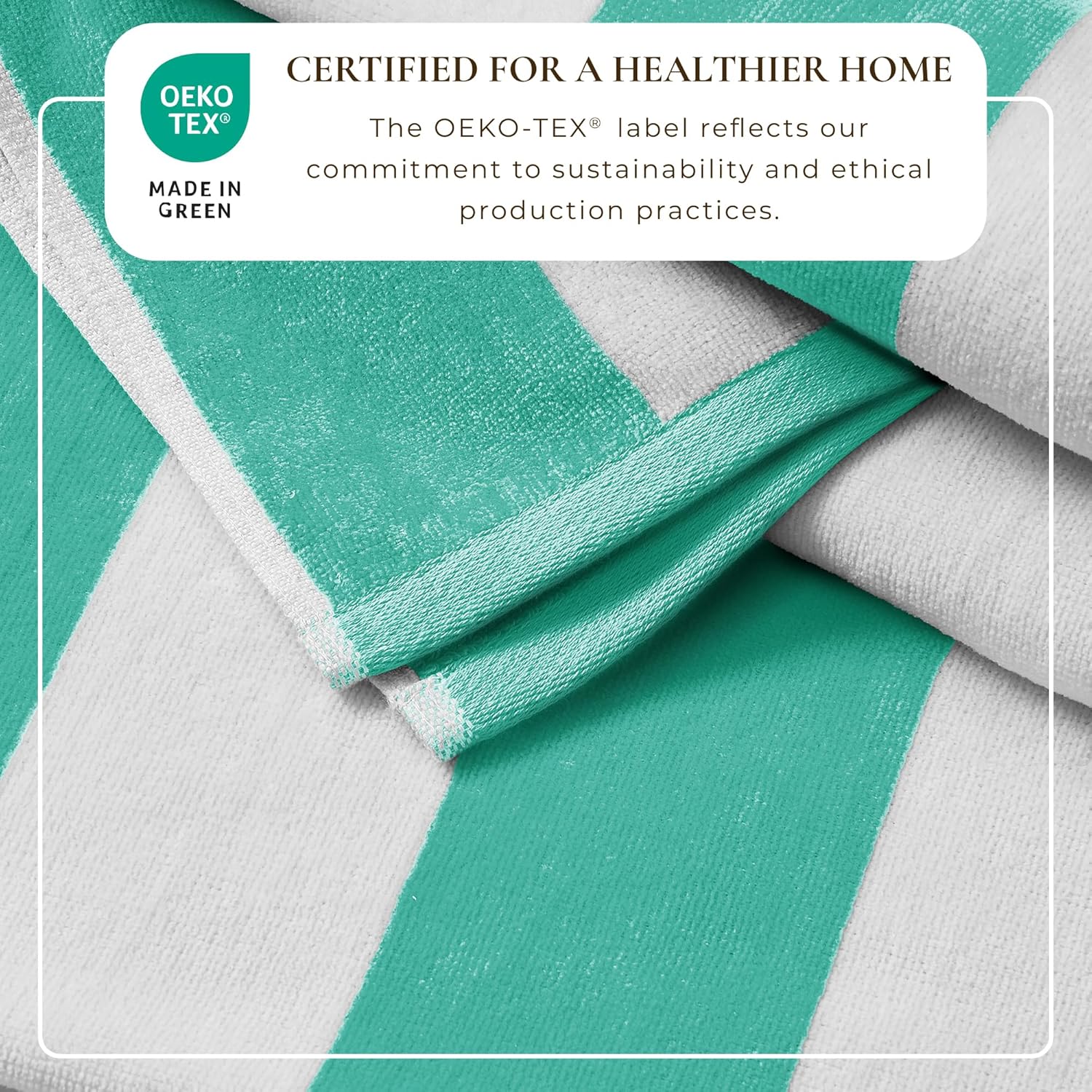 Great Bay Home 100% Cotton Velour Oversized 35" x 70" Beach Towel - Cabana Stripe Pool Towels - Quick Dry, Large Swim Towels (Teal)