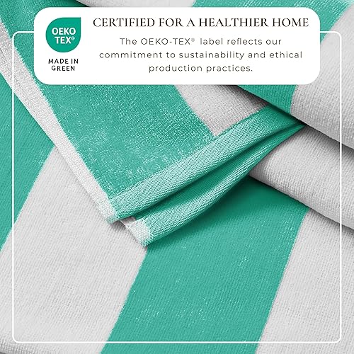 Miniatura 2 de Great Bay Home Toalla de playa de terciopelo a rayas de cabana 100% algodón (30 x 60).