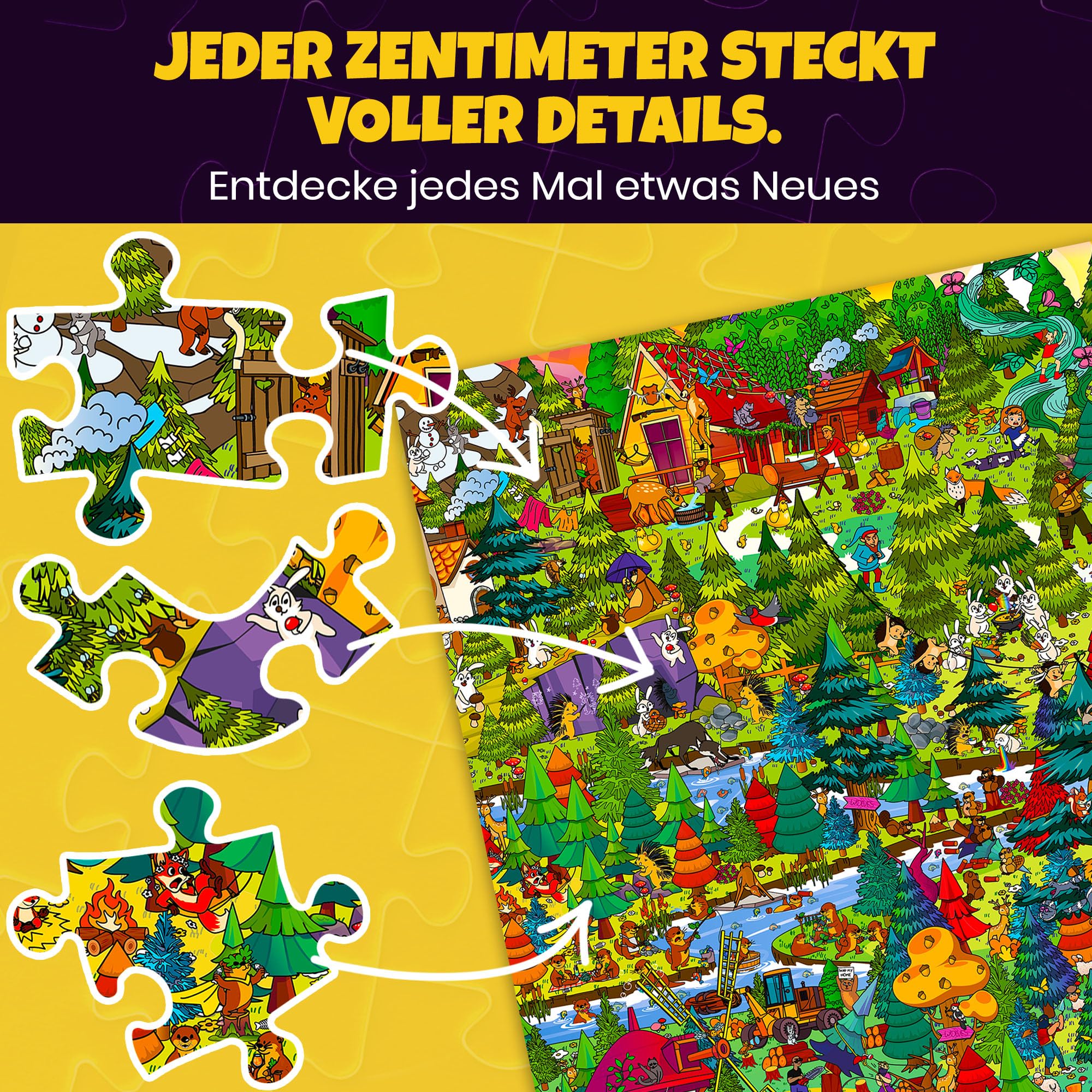 Puzzle für Erwachsene 1000 Teile – 1000-Teile-Puzzles für Erwachsene | 3er-Set Märchenpuzzles – Alice im Wunderland, Smaragdkönigreich und Rotkäppchen – Verborgene Geheimnisse – Kreatives Geschenk