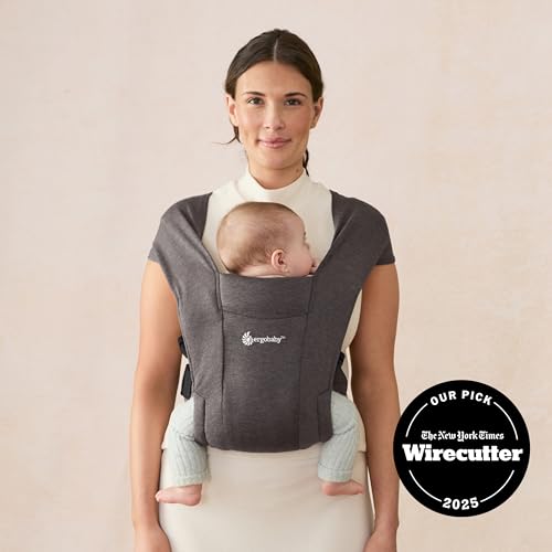 Image of Ergobaby Embrace Newborn Baby Carrier, Soft, Cosy & Lightweight Carrier, Ergonomic Head & Neck Support, Adjustable Waistbelt & Cross Straps, 2 Carry Positions 3-11 Kgs, 0-12 Months