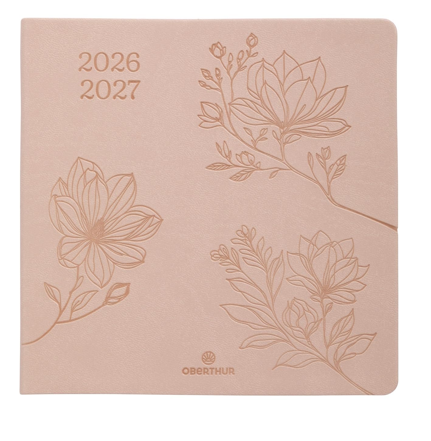 Oberthur - 1 Agenda Semainier Carré - Collection Summerside - Août 2026 à Juillet 2027 - Format 16 x 16 cm - Coloris Rose Chair
