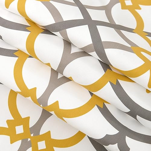 Miniatura 7 de Annlaite Cenefa de cortina de ventana con patrón de enrejado en espiral para cocinabaño, bolsillo para barra, 52 x 18 pulgadas, amarillogris