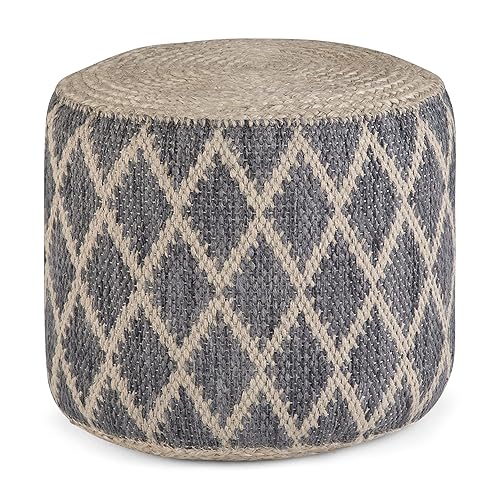SIMPLIHOME Edgeley Round Pouf - 18 inch Wide Handwoven Jute