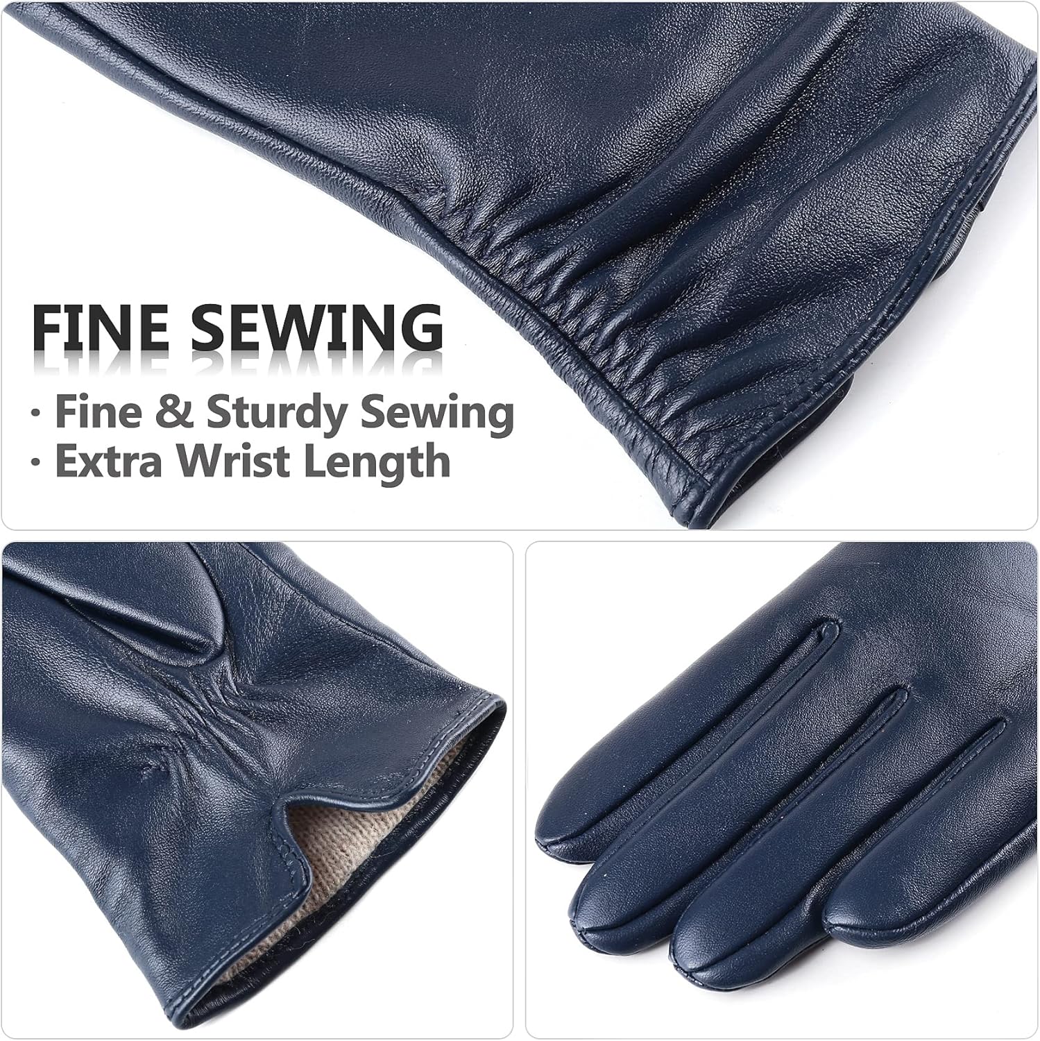 Dsane Womens Winter Leather Touchscreen Texting Warm Driving Lambskin Pure Genuine leather Gloves - Image 4