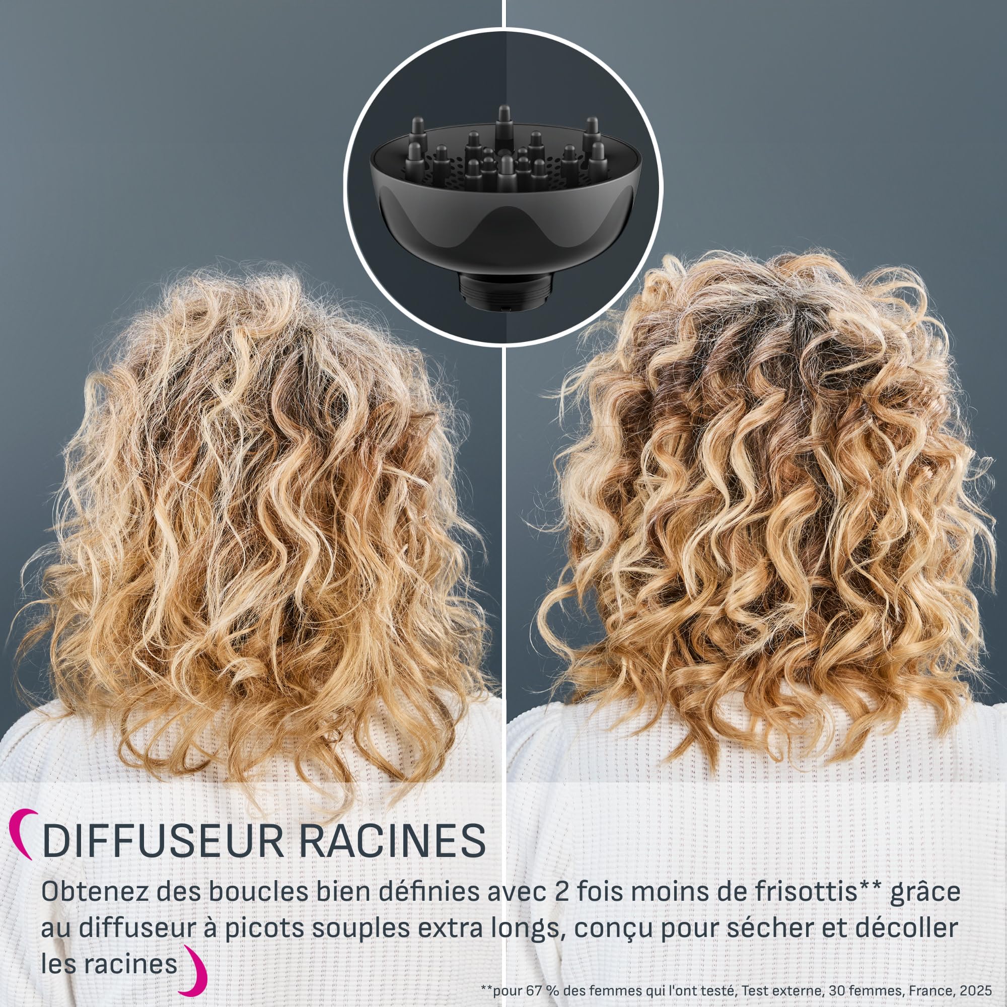Calor Curl Harmony, Sèche-cheveux diffuseur 3-en-1, Pour cheveux bouclés, Sèche, Redéfinit, Sublime, CV7D30C0