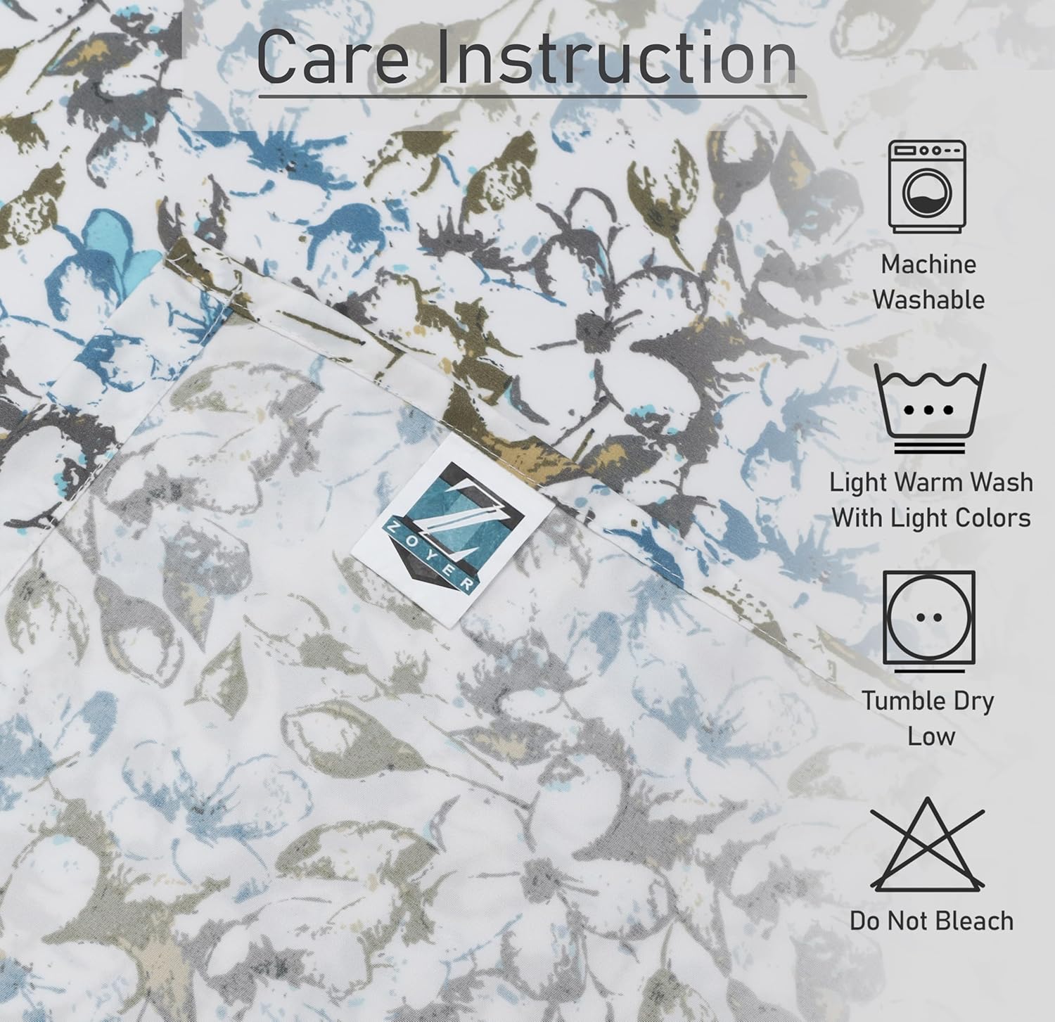 ZOYER Floral Sheets Full Size Bed - Flower Bed Sheets Fitted Up to 15” Deep Pocket with Pillowcases, Fade, Stain Resistant Dark Printed Sheets Full, 4 Piece Dwindle - Image 7