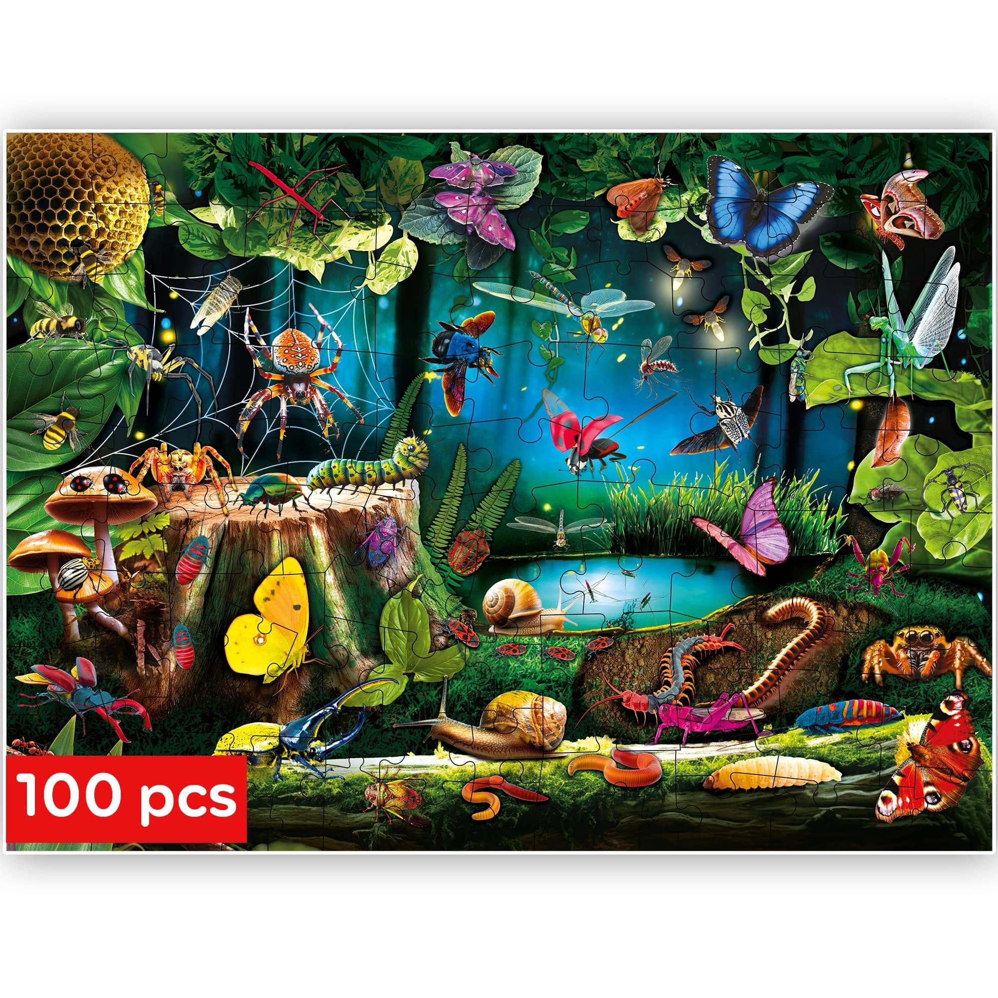 QUOKKA Puzzle 100 Teile Kinder - Solo Puzzle ab 4 5 6 Jahre Für Mädchen und Jungen - Spielzeug zum Lernen von Käfern - Spiele Geschenk für Mädchen und Jungen 7 8 9