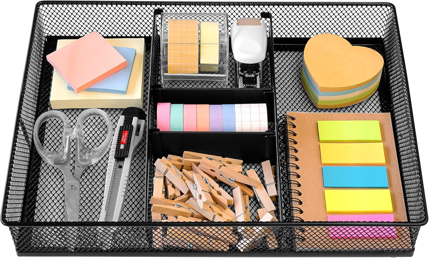 CAXXA Mesh 3 Slot Desk Drawer Organizer with Two