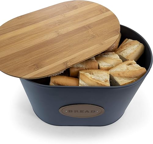 Miniatura 5 de MegaChef Juego de recipientes de 5 piezas para almacenamiento y organización de alimentos de cocina, color gris con tapas de bambú