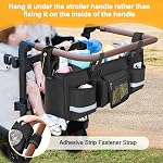 GRAOSO Parent Console Stroller Organizer Compatible with WONDERFOLD W4, with Four Insulated Cup Holders, a Removable Cooler Bag, Special Board Design Make It Not Easy Collapse and Tilting, Black