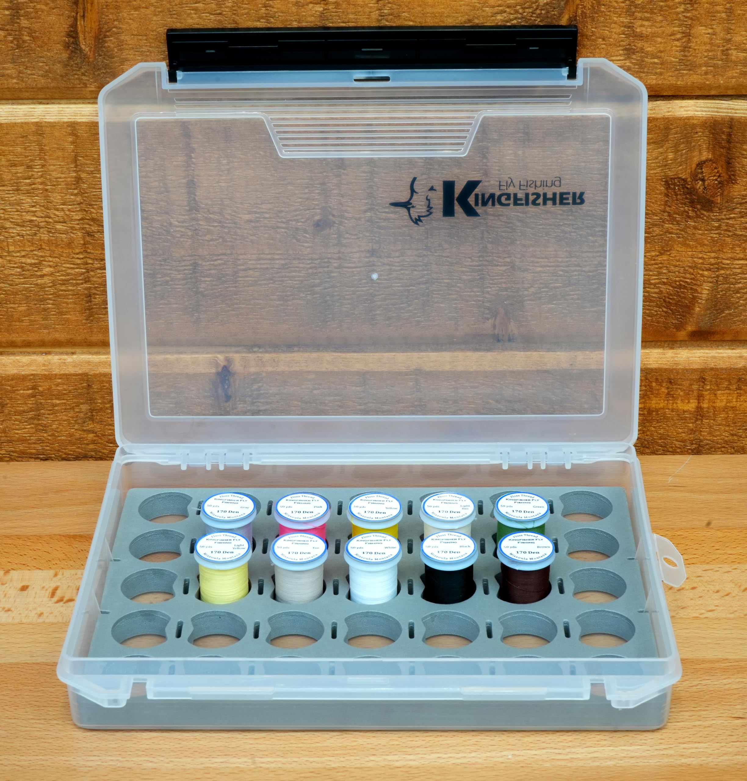 Kingfisher Fly Tying Thread Box with 10 Assorted Floss Thread