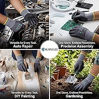 Vista 5 de KAYGO MicroFoam - Guantes de trabajo con revestimiento de nitrilo, 12 pares KG19N de nailon de punto sin costuras, micropuntos para un mejor agarre