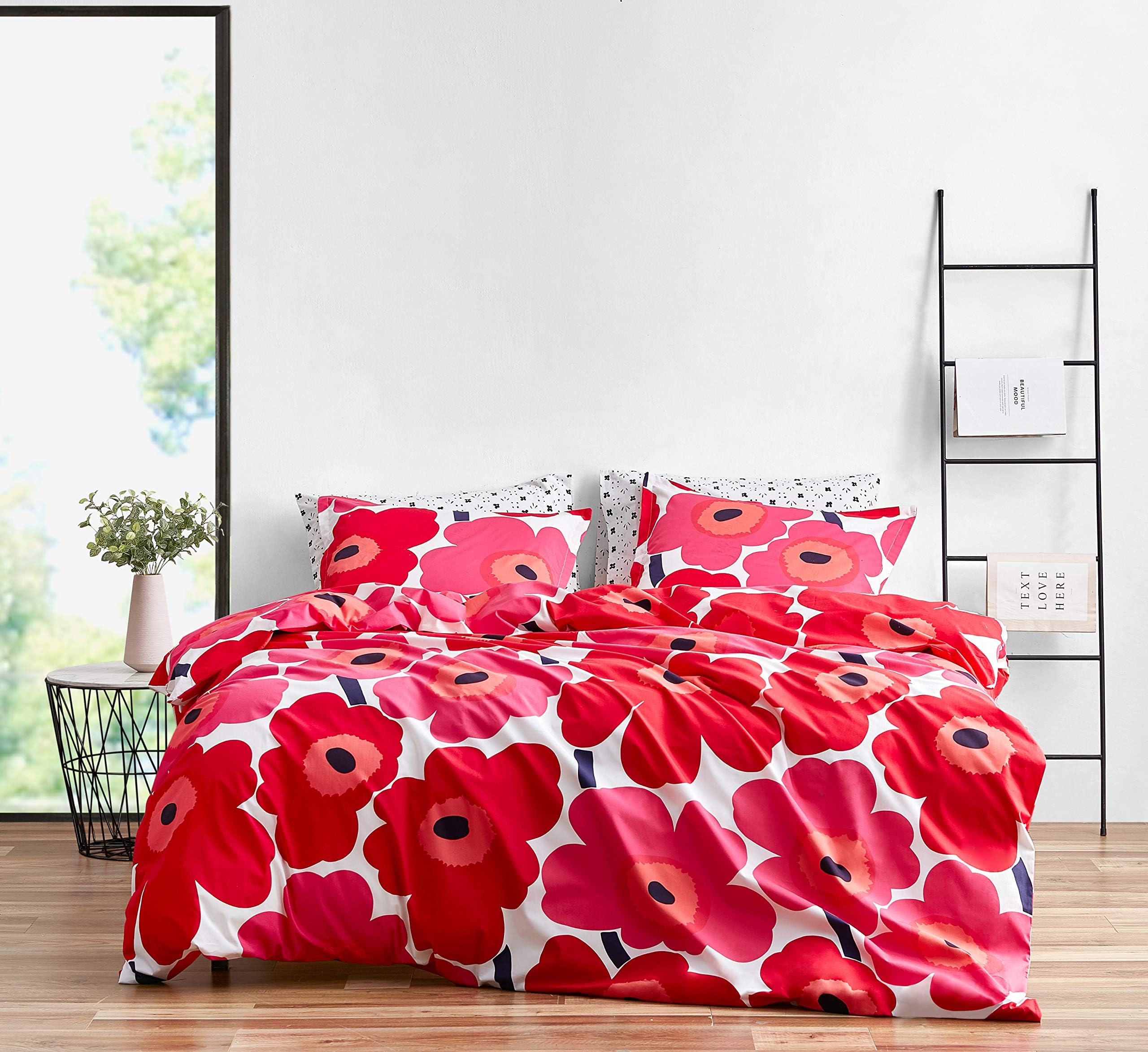 Marimekko - Twin Duvet Cover Set, Cotton Bedding with Matching Sham & Botton Closure, All Season Home Decor (Unikko Red, Twin)