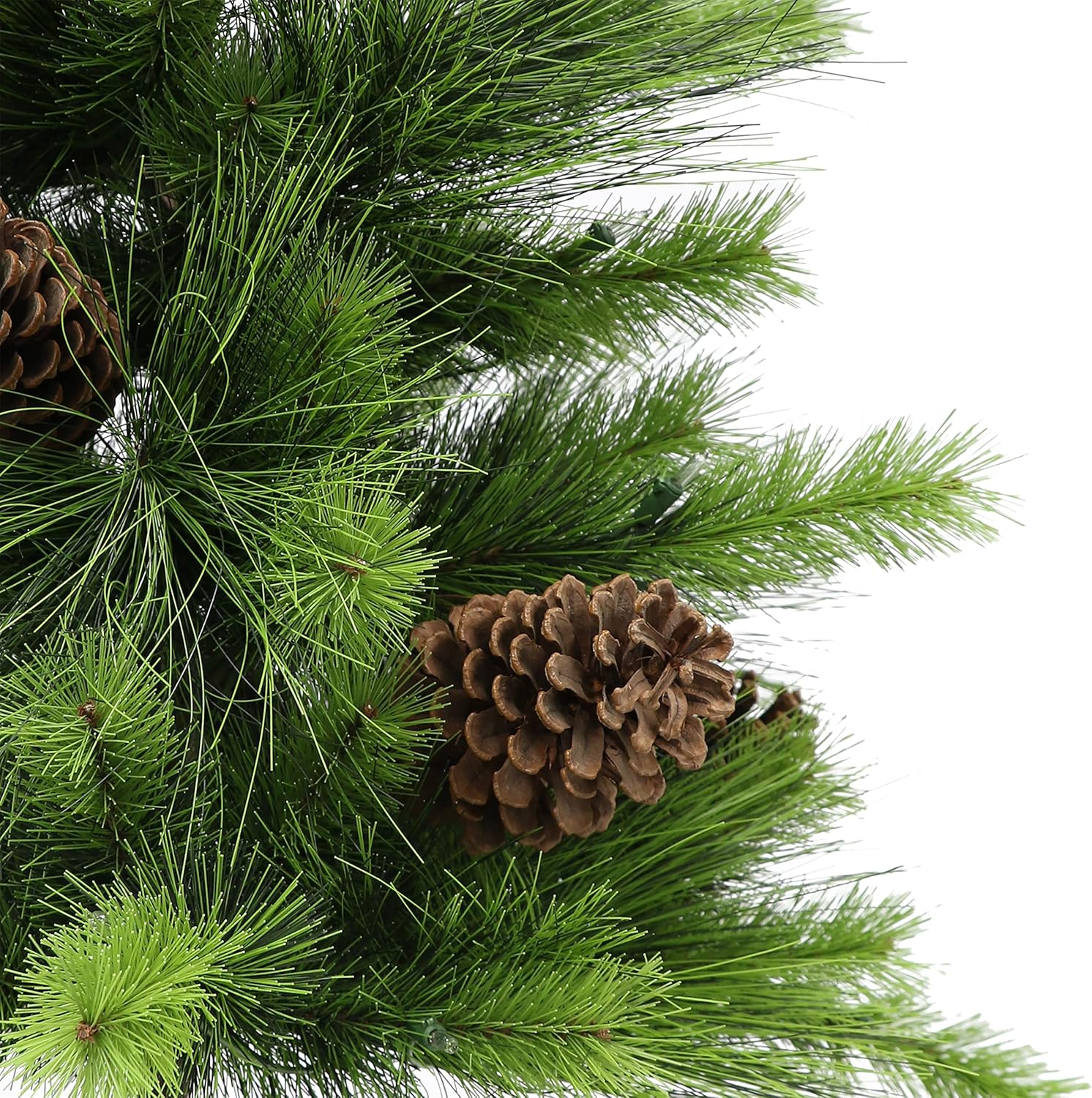 Puleo International 3.5 ft Pre-Lit Potted Artificial Tree 77 Tips 50 Clear Lights with Pine Cones