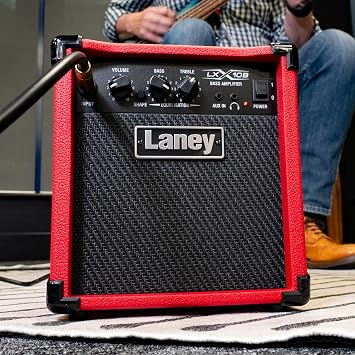 Laney LX10B-RED Bass Guitar Combo 10W 5 Inch Woofer, Red
