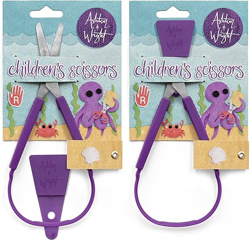 Ashton and Wright - Tijeras de apertura automática con protector protector - Morado - Ambidiestro - Paquete de 2