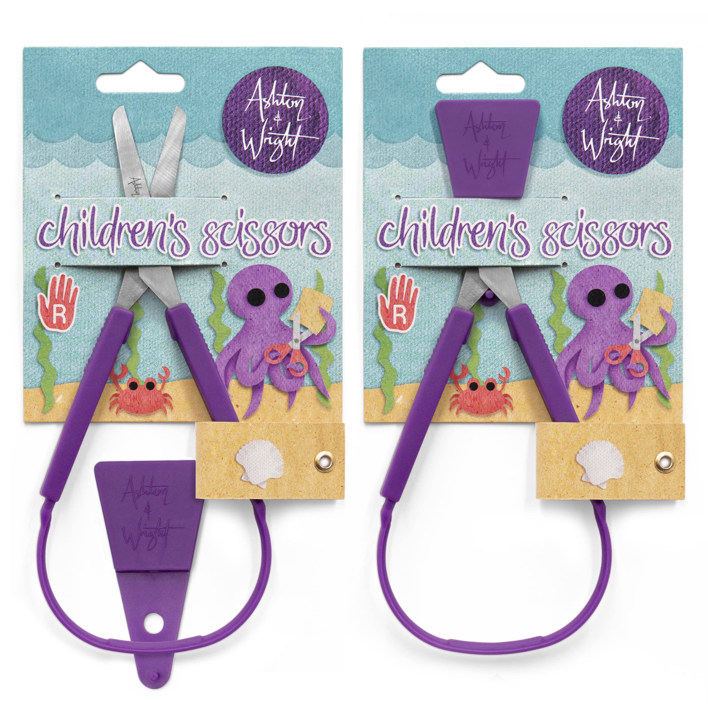 Ashton and WrightSelf-Opening Scissors with Protective Guard - Purple - Ambidextrous - Pack of 2