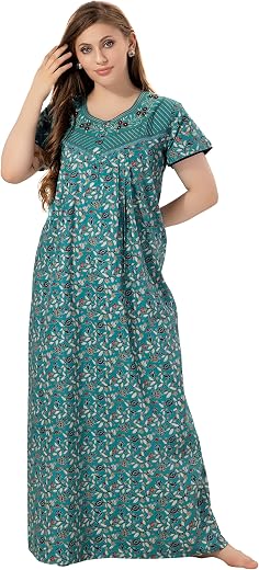 Soulemo Women's Premium Cotton Floor Length Nighty 1701