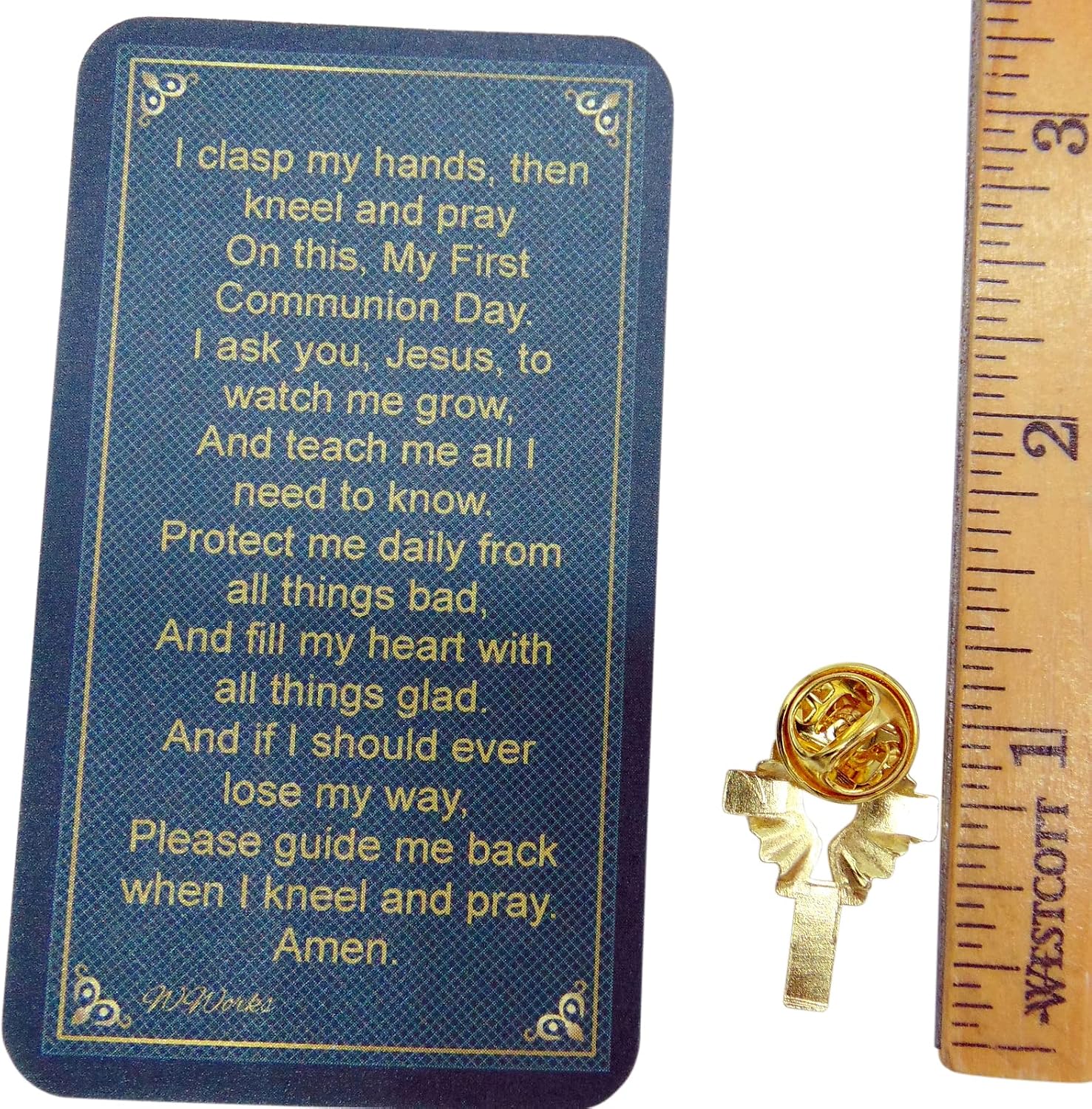 First Holy Communion Chalice Pin Accessory Set for Boys or Girls with Prayer Card Pack