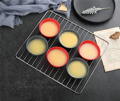 Miniatura 7 de Paquete de 12 tazas reutilizables antiadherentes de silicona jumbo para hornear, forros para cupcakes y muffins, tamaño grande de 3.8 pulgadas,