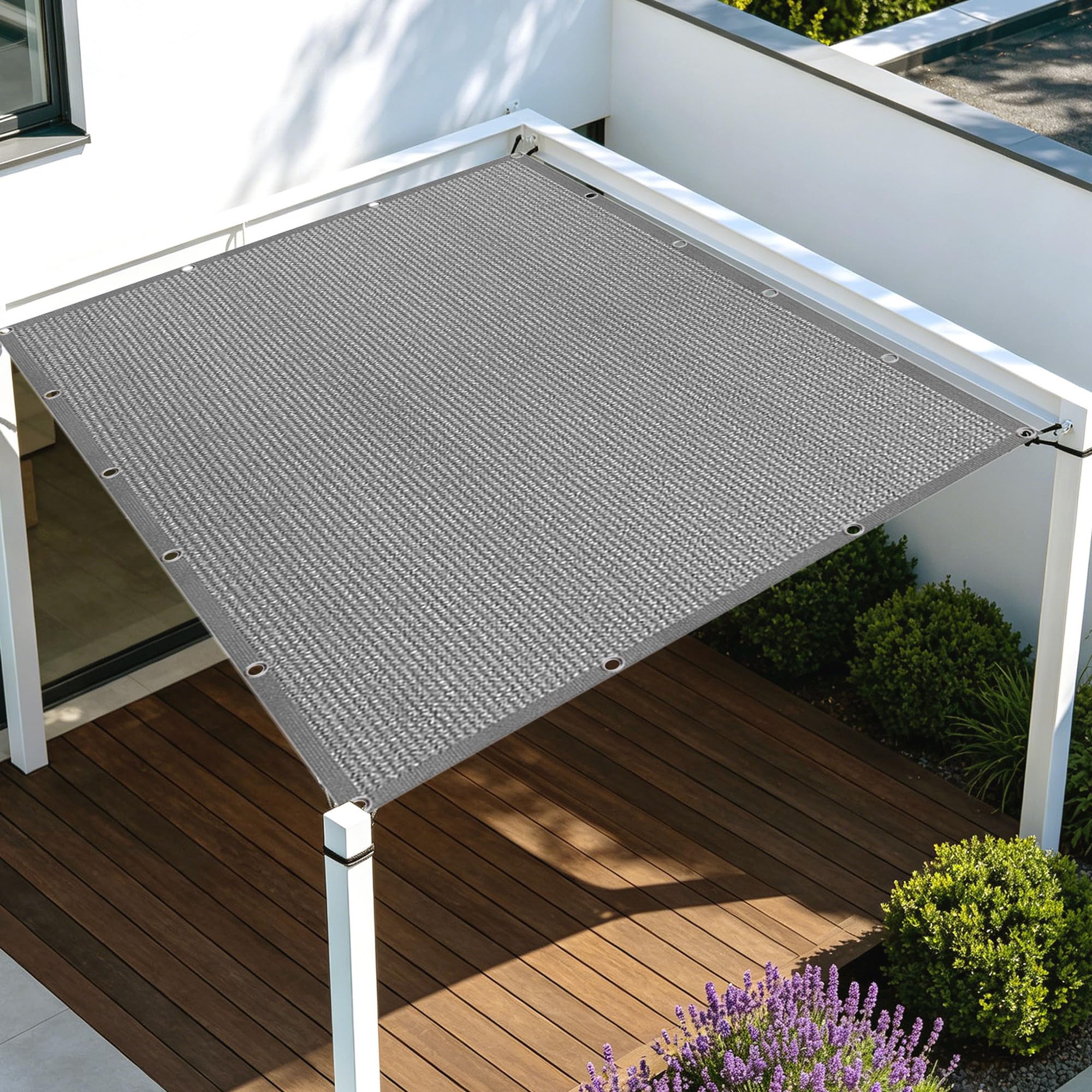 Voile ombrage renforcé épaissir 3 x 3.4 m protection solaire gris clair
