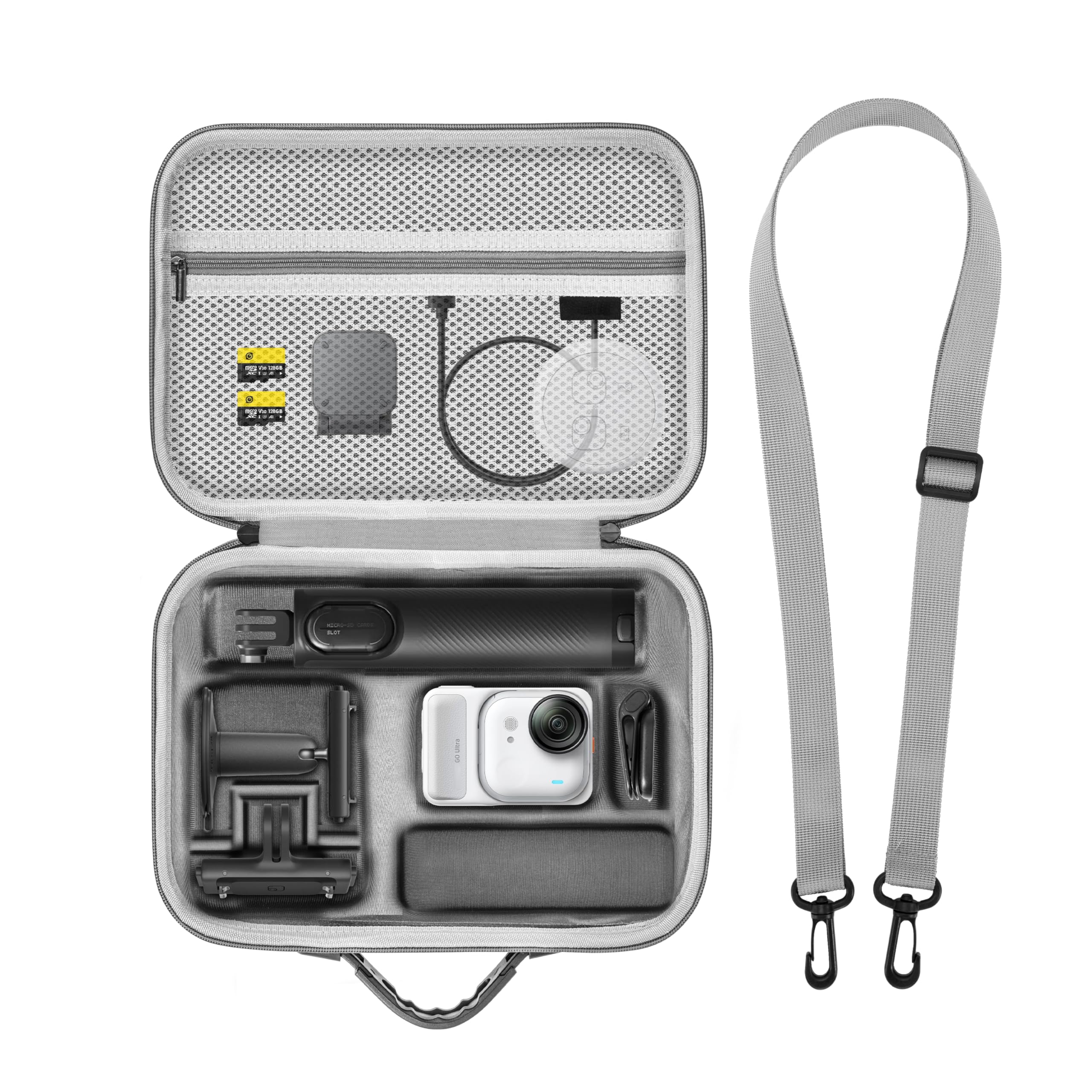 Carrying Case for Insta360 GO Ultra, Nylon Material Travel Bag Protective Case Organizer for Insta 360 GO Ultra Accessories, DIY Large Capacity for Quick Release Mount, Magnetic Pendant, Tripod-picture-34