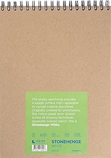 Legion Stonehenge Wired Pad , Cotton Deckle Edge Paper, 9 By 12 Inches, White Paper, 32 Sheets