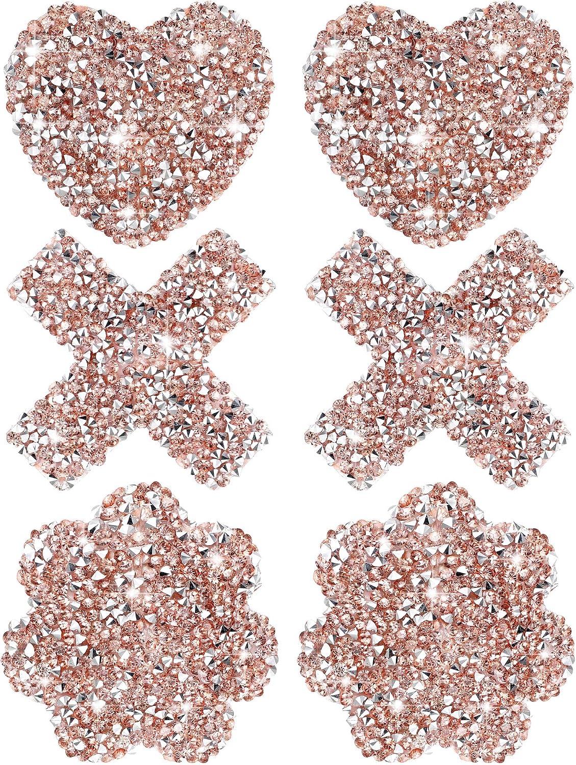 Hercicy 3 Pairs Rhinestone Pasties Sticky Bra Reusable Pasty Breast Covers Waterproof Boob Stickers for Women