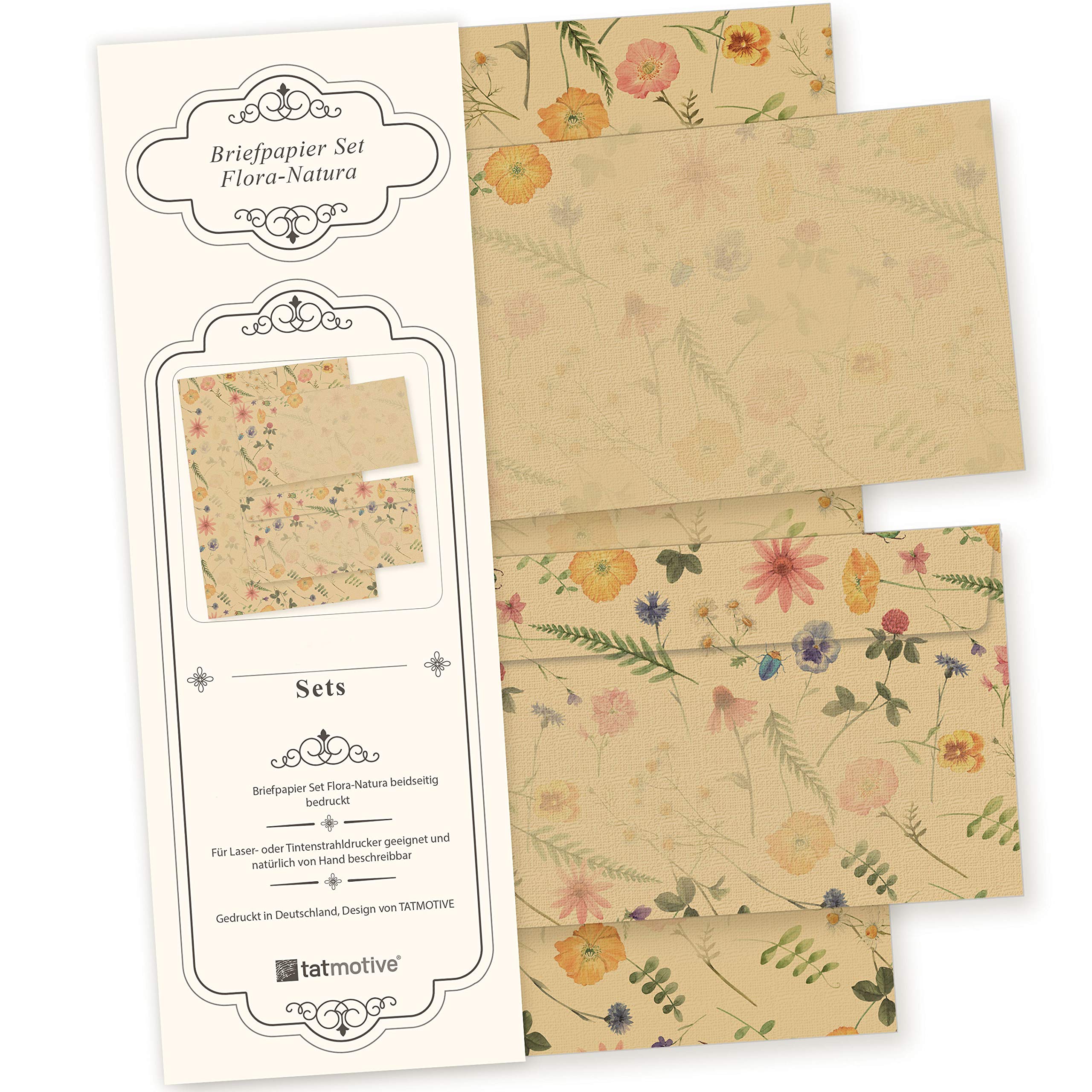 Floral Briefpapier Blumen Natur 100 Blatt Vintage Papier Retro