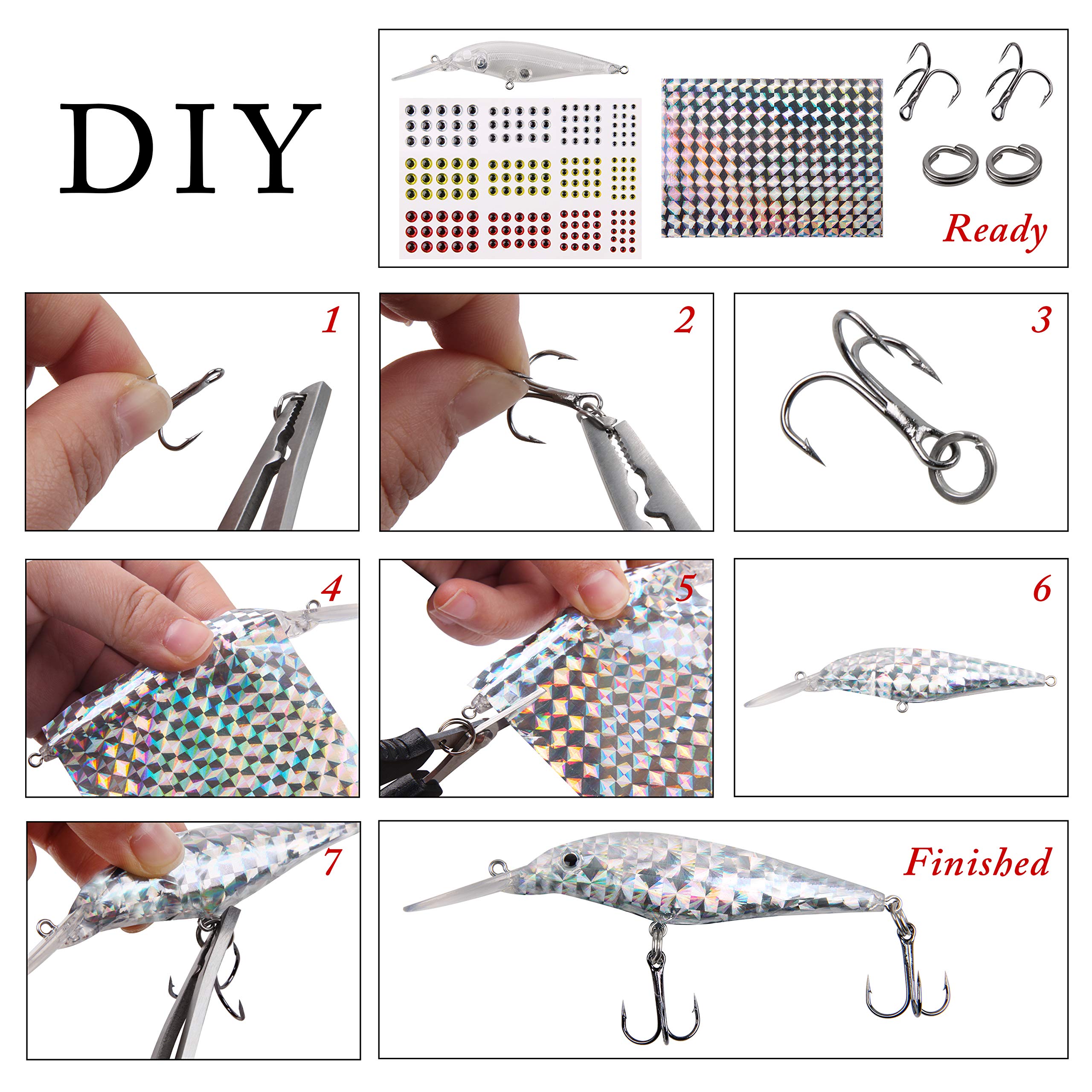 Juego de señuelos de pesca sin pintar DIY Crankbaits Blank Minnow Duros Señuelos Set 280pcs Hacer Señuelos de Pesca Cuerpos Set Pesca Acceess, DIY Kit de aparejos de pesca