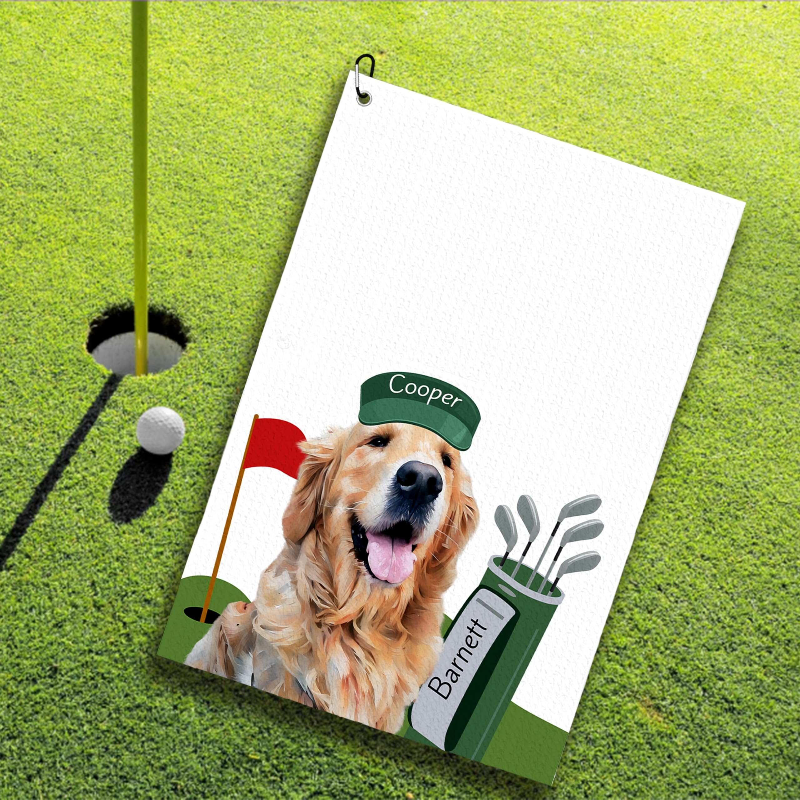 Kvaque Custom Golf Towels with Dog Face Photo, Personalized Magnetic Golf Towels with Clip, Funny Pet Golf Bag Accessories, Large Soft Sports Towel, Gifts for Golfer and Pet Lovers