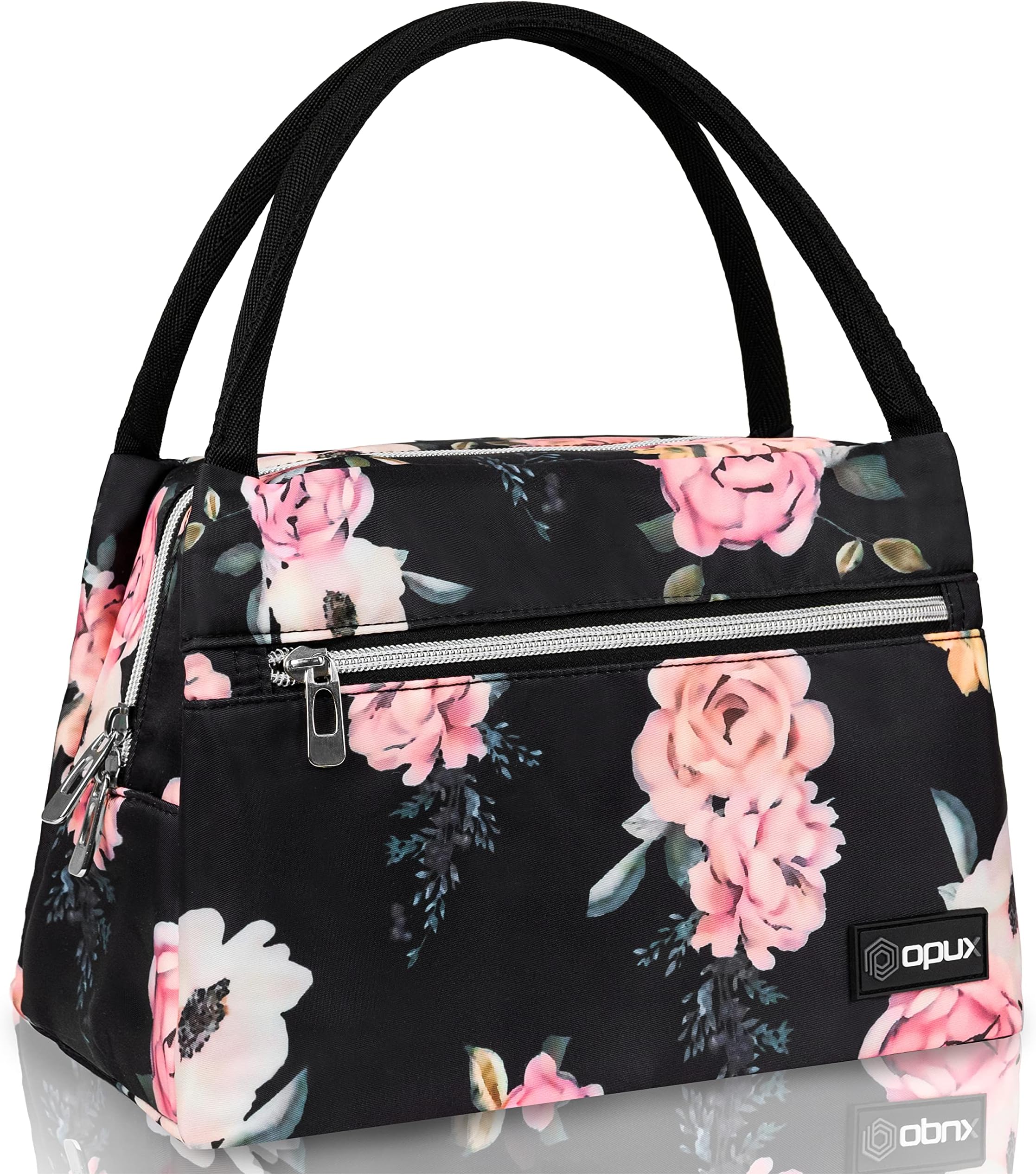 Amazon.com: Glaphy Cherry Blossom Flowers Floral Black Lunch Bag ...