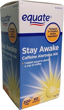 Equate Stay Awake Caffeine Alertness Aid, 80 Tablets, 200 mg