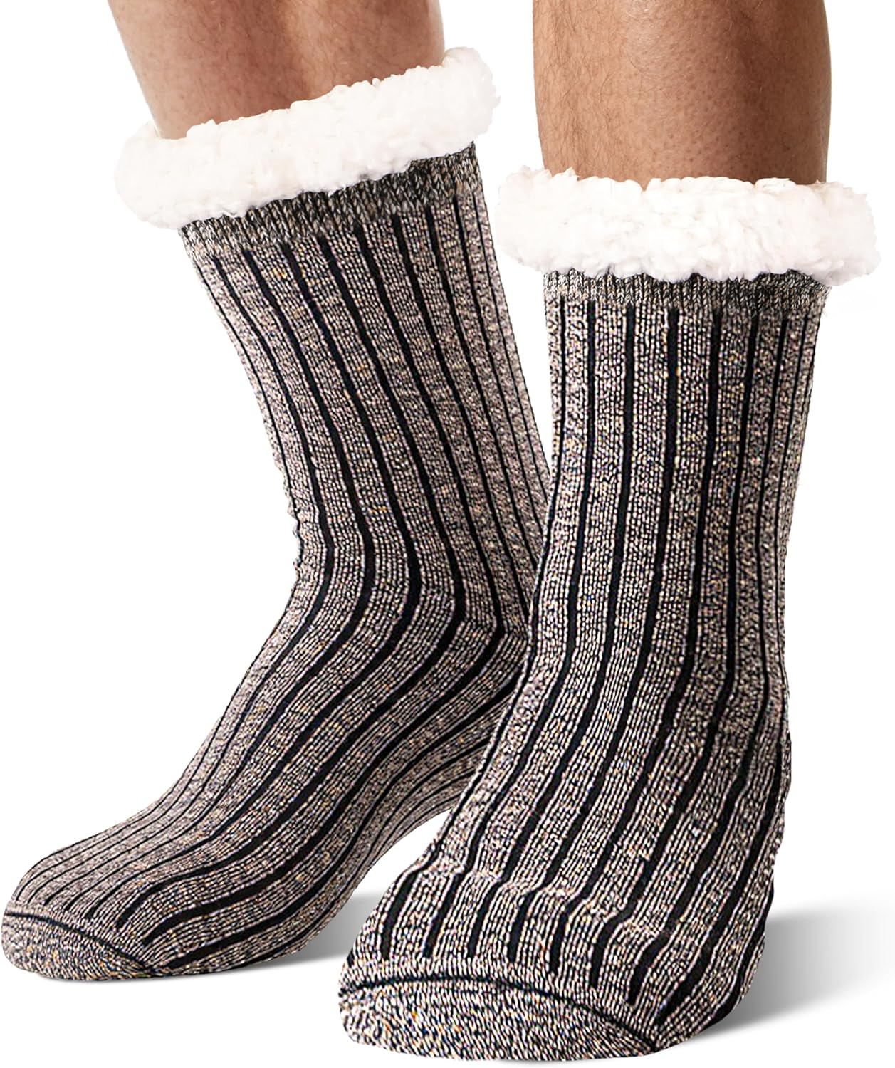 Men Fuzzy Slipper Socks Winter Thick Warm Fluffy Cozy Comfy Fleece Soft Cabin Non Slip Home Grip Socks