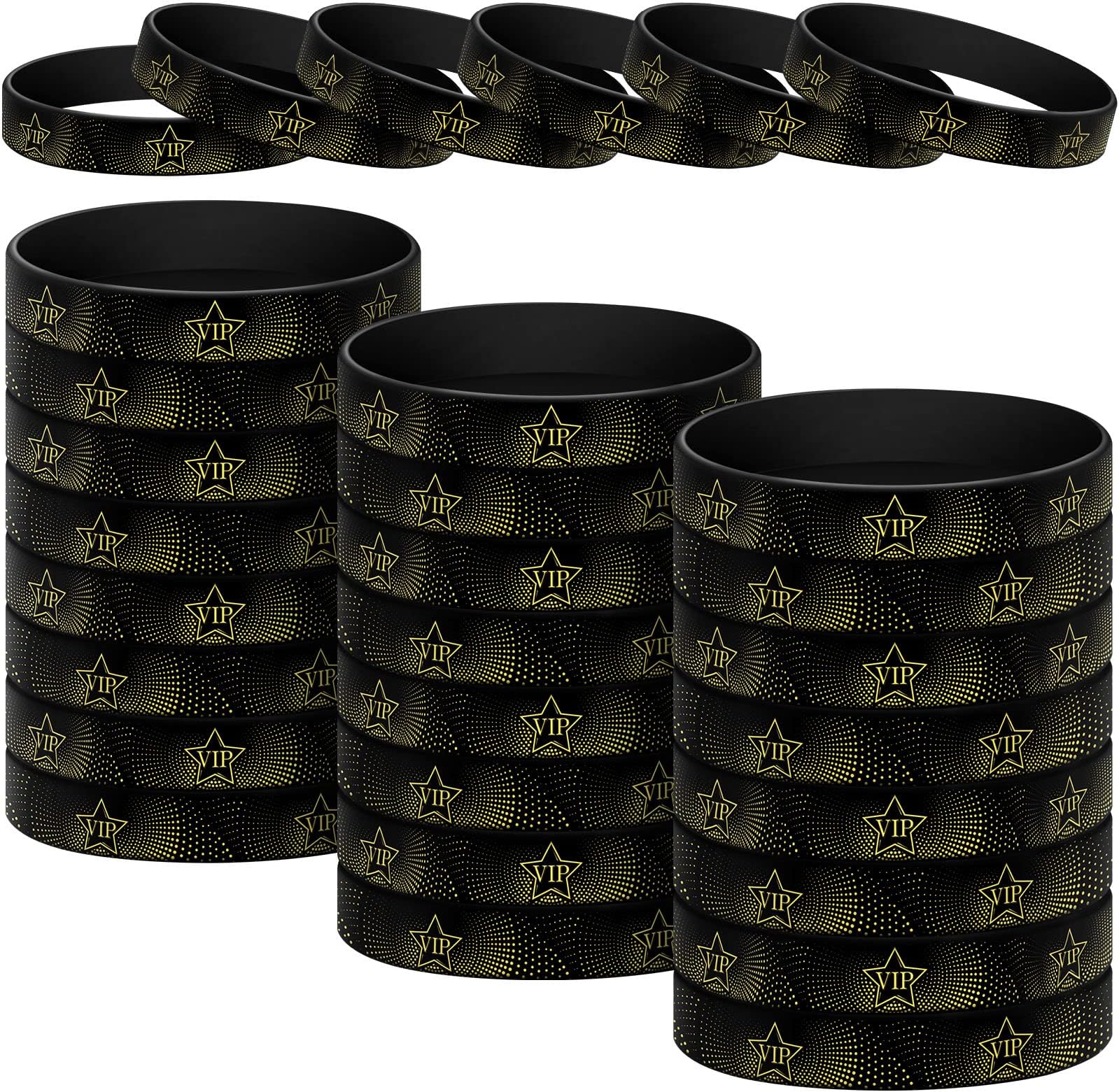 Sratte 30 Pcs VIP Bracelets VIP Silicone Wristbands for Events Black Bracelets Elastic Wristbands for Party Club Bar Men Women