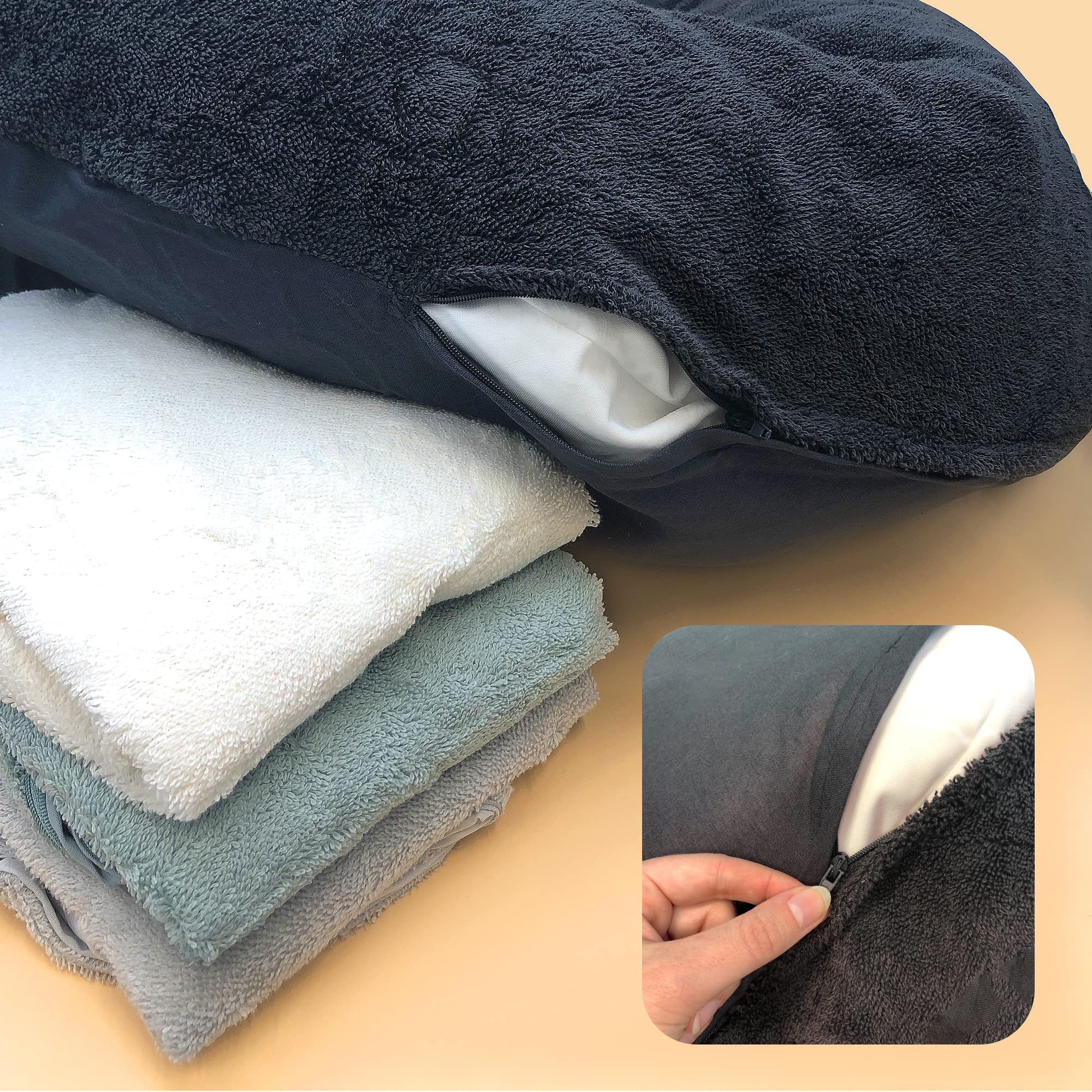XL Stillkissen Inklusive 2 Bezüge Grün - Bezug für Stillkissen aus Frottee und Baumwolle - mit Elastik in der Kurve - Nursing Pillow mit Mikroperlen