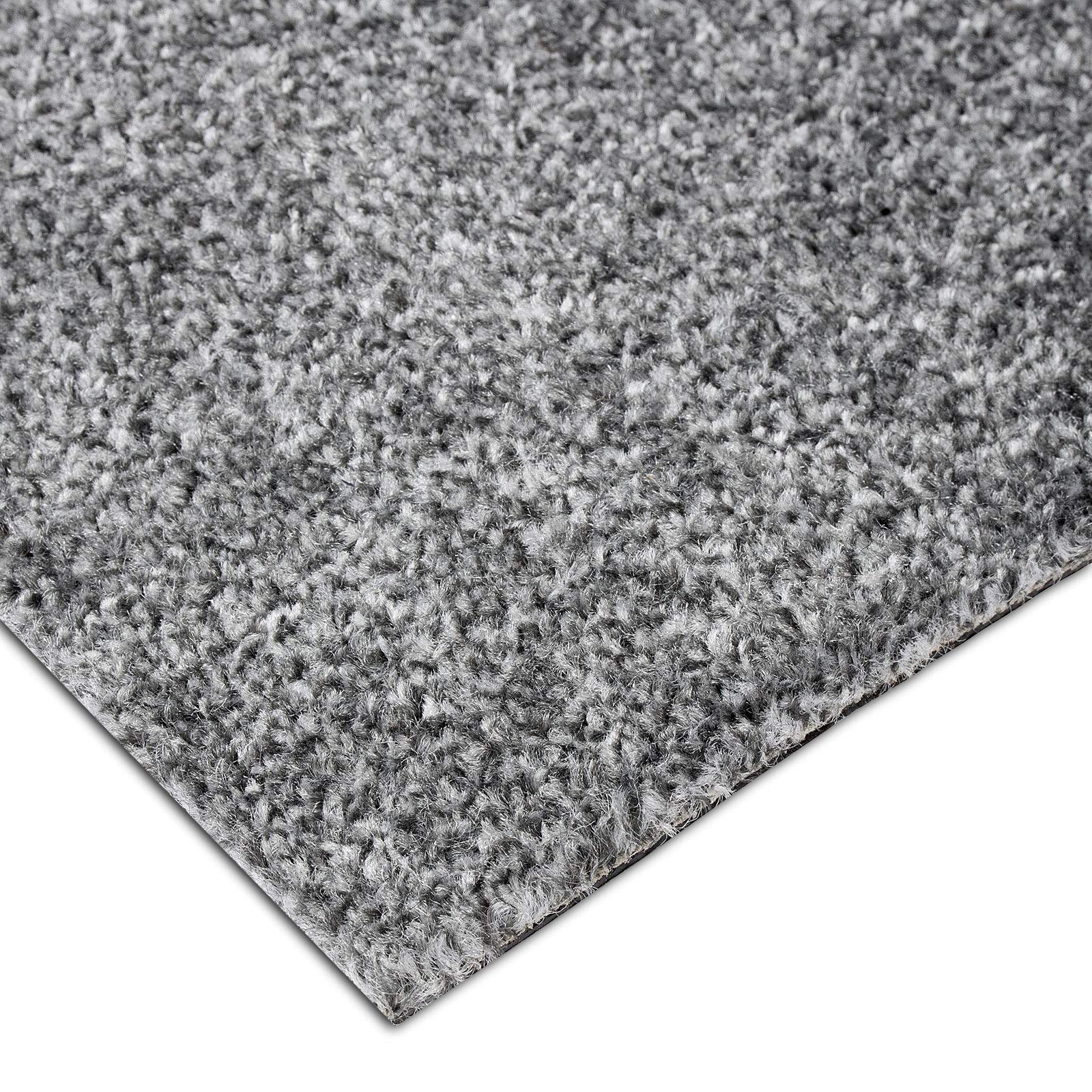 Floordirekt Teppichdielen Walnut - Teppichfliesen schnell und ohne Verkleben verlegbar - Robust & antistatisch - In 3 Farben erhältlich (10 Fliesen - 2,5 m², Silber)