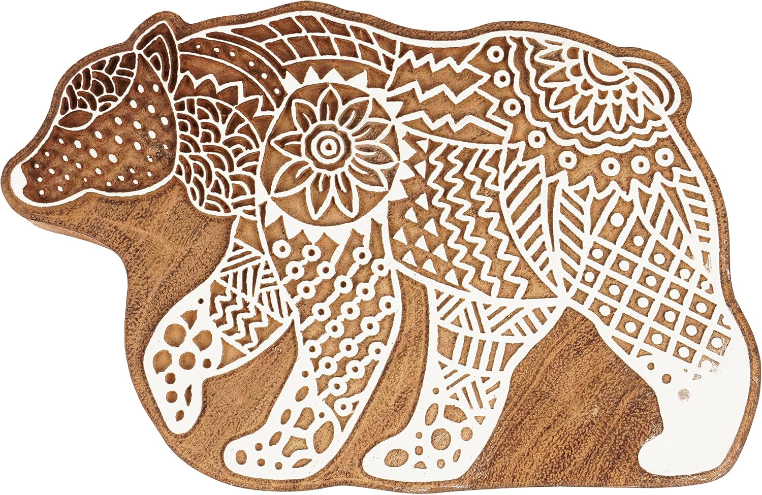 IBA Indianbeautifulart Textile Printing Block Bear Hand Carved Wooden Stamp Wood Block Printing Textile Stamp for Fabric/Pottery Blocks- 4 Inches