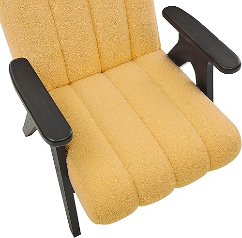 Miniatura 6 de Roundhill Furniture Rella Modern Teddy Sherpa - Silla decorativa con marco de madera espresso, color amarillo
