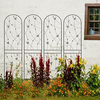 4 Pack 86.7" x 19.7" Metal Garden Trellis, Flower Support Butterfly Deco for Climbing Plants Outdoor, Rose, Vegetable and Flowers (4)