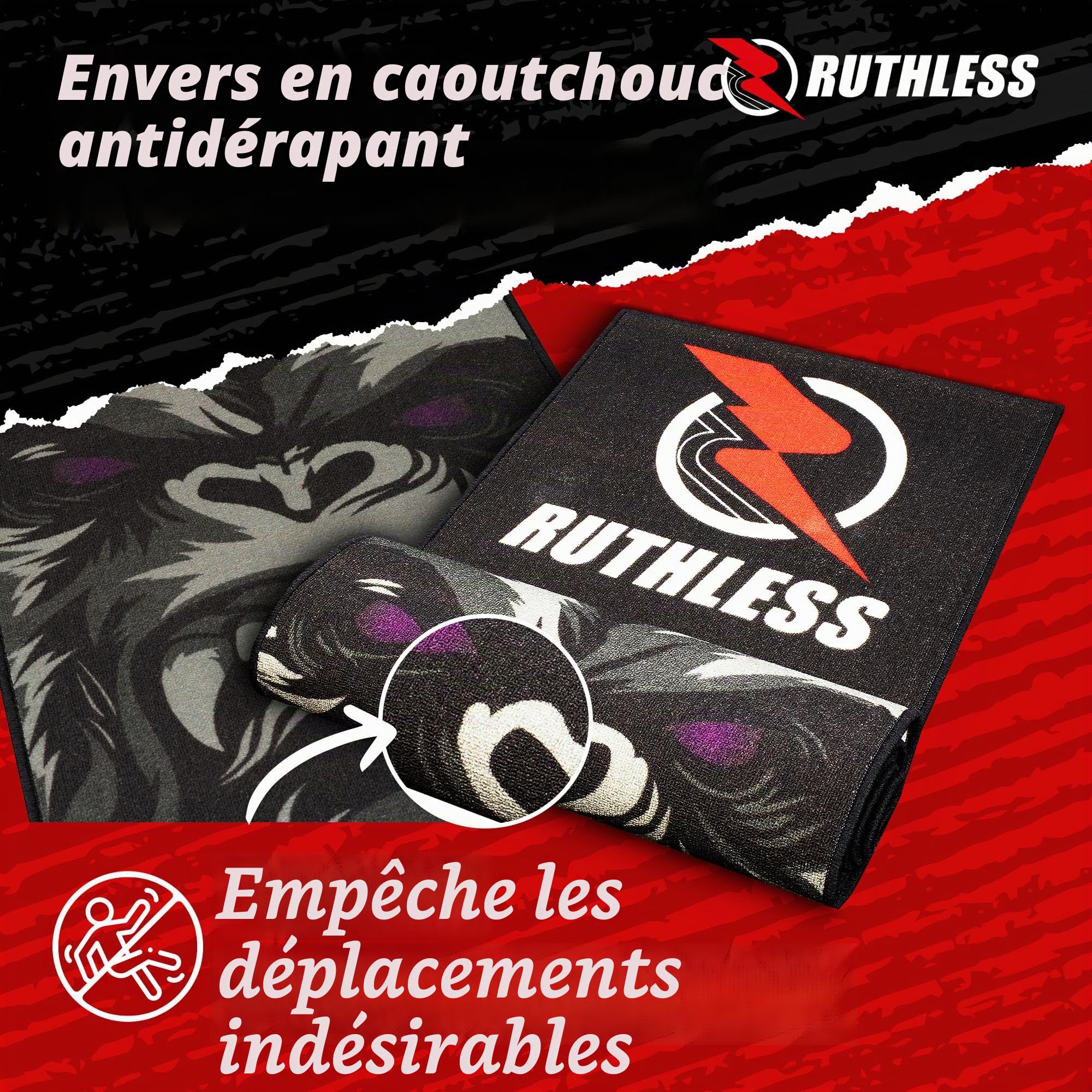 RUTHLESS Tapis de fléchettes | Tapis de fléchettes Robuste antidérapant Durable pour Sol Noir